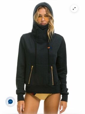 Aviator Nation Ninja Pullover Hoodie in charcoal xs